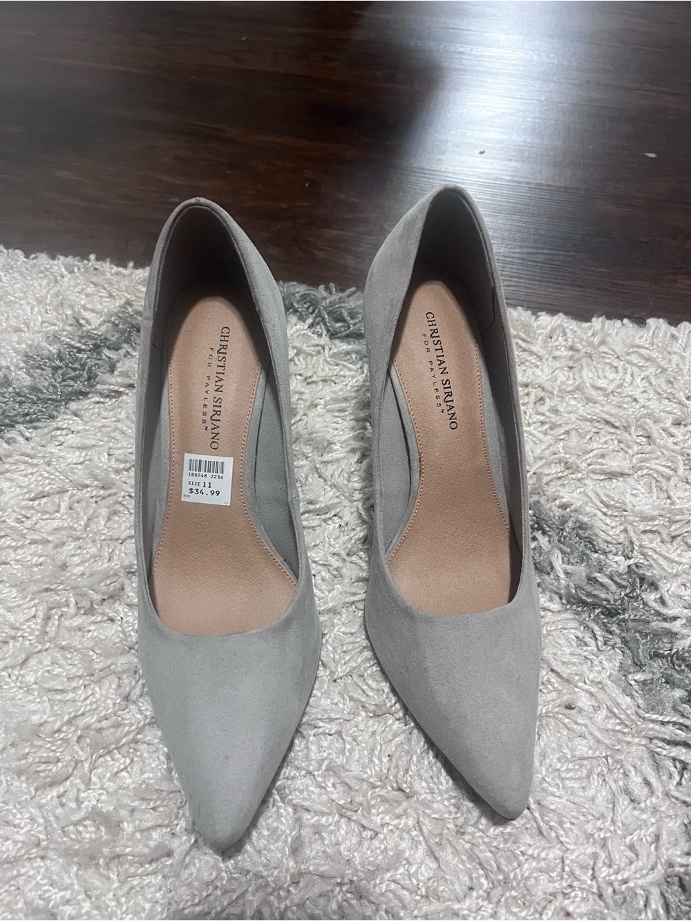 Christian Siriano Light Gray Suede Pointed-Toe Pumps